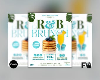Brunch-Party-Flyer, Brunch-Event-Werbeflyer, Club-Flyer, vorgefertigter Day-Party-Flyer, bearbeitbare Canva-Vorlage