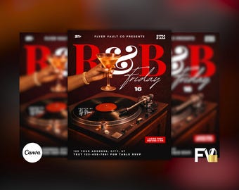 R & B Night Party Flyer, Club-Promo-Flyer, Nachtclub-Instagram-Flyer, bearbeitbare Canva-Vorlage