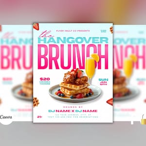 Brunch-Party-Promo-Flyer, Hangover-Brunch-Promo-Flyer, Club-Day-Party-Flyer, bearbeitbare Canva-Vorlage