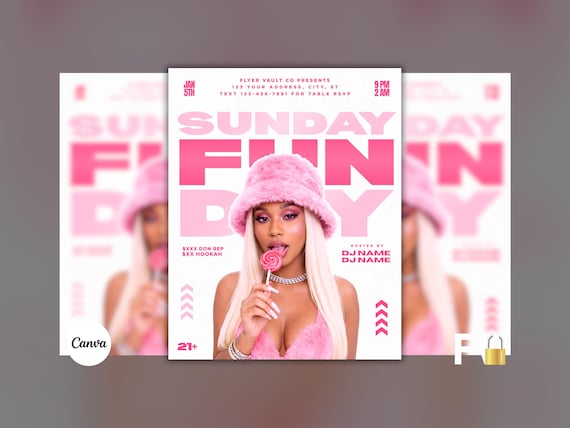 Sunday Funday Flyer, Club Promotion Flyer, Night Club Instagram Sunday Flyer, Editable Canva Template