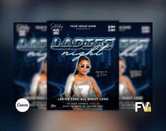 Ladies Night Party Flyer, Club-Promo-Flyer, Nachtclub Instagram-Event-Flyer, Vorgefertigter Party-Flyer, Girls Night Out Flyer, Canva-Vorlage