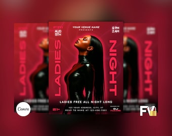 Flyer für Ladies Night, Club-Promotion-Flyer, Instagram-Event-Flyer für Nachtclubs, vorgefertigter Party-Flyer, Flyer für Mädelsabende, Canva-Vorlage