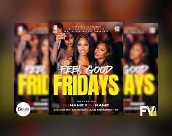 Feel Good Freitags Flyer, Club-Werbe-Flyer, Nachtclub-Insta-Flyer, bearbeitbare Canva-Vorlage