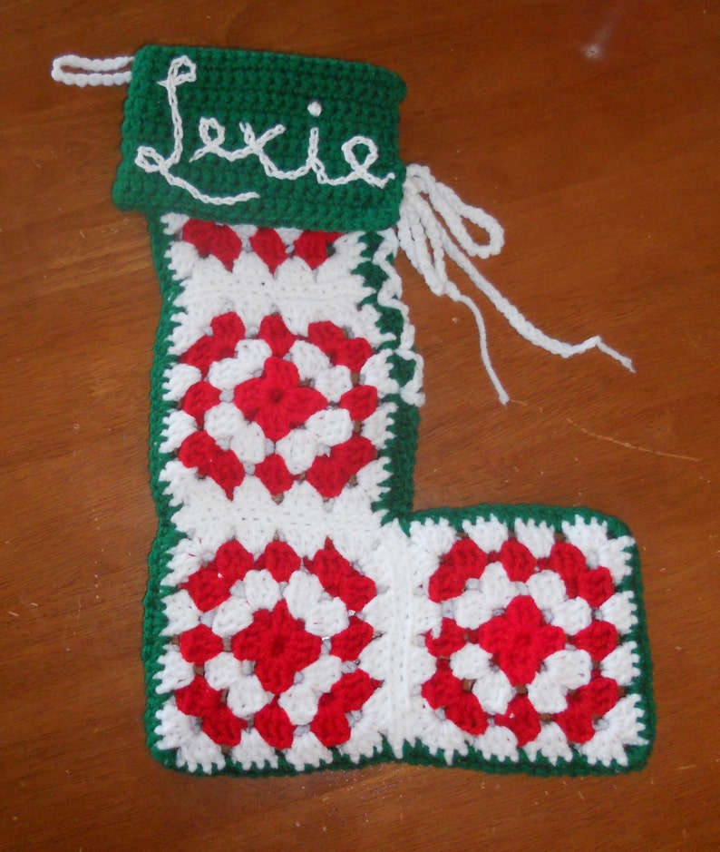 Christmas Stocking Pattern Retro Granny Square Crochet Etsy