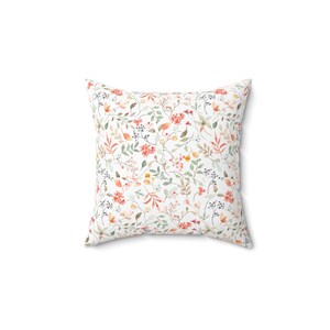 Floral Print Square Pillow, Cozy Home Decor, Leaf Pattern Cushion, Living Room Accent, Gift for Plant Lovers, Birthday gift Summer Vibes
