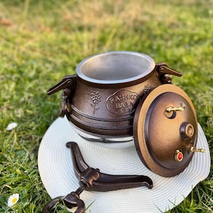 Afghan Aluminum Pressure Kazan Pot Set, Campfire Stand, Ladle