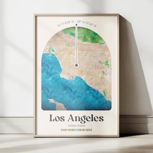 Los Angeles Map Print, Los Angeles City map, gifts for her, printable city map, minimalist maps and print, Instant Download
