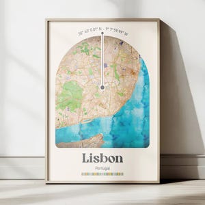Lisbon Map Print, Lisbon City map, gifts for her, printable city map, minimalist maps and print, Instant Download