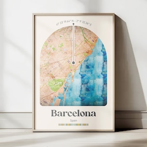 Barcelona Karte Drucken, Barcelona Karte, Geschenke für sie, bedruckbare Stadtkarte, minimalistische Karten und Druck, Instant Download