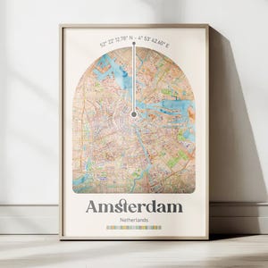 Amsterdam Map Print, Amsterdam City map, gifts for her, printable city map, minimalist maps and print, Instant Download