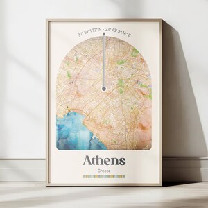 Athens Map Print, Athens City map, gifts for her, printable city map, minimalist maps and print, Instant Download