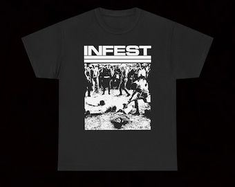 Infest Self Titled T Shirt Powerviolence Hardcore Crust Punk Vintage No Comment Lack Of Interest Plutocracy Hellnation Neanderthal Extortion