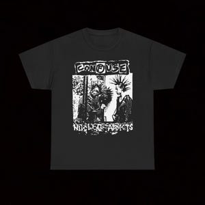 Confuse Nuclear Addicts T Shirt Crust Punk Hardcore Vintage Grindcore The Swankys Disarm Asocial D-Clone Zouo Dust Noise Outo Gudon Defector