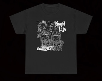 Confuse Stupid Life T-Shirt Crust Punk Hardcore Vintage Noise Abraham Cross Varaus Lärm Svart Framtid State Of Fear Death Dust Extractor SDS