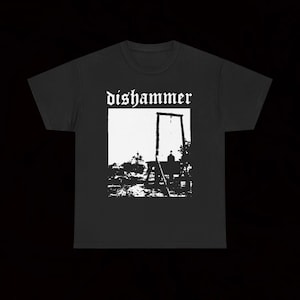 Dishammer Gallows T-shirt Crust Punk Hardcore Grindcore Vintage Hellbastard Illamående Midnatt Hellshock Nifelheim Tormentor Sabbat Aura Noir