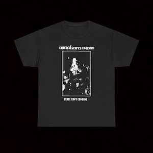 Abraham Cross Peace Can't Combine T Shirt Crust Punk Hardcore Grindcore Vintage Crocodile Skink Confuse Frigora Dust Noise Defector D-Clone