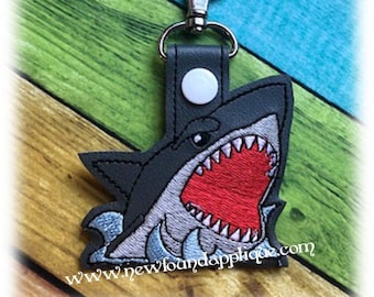 In The Hoop Shark Key Fob Embroidery Machine Design