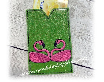 In The Hoop Flamingo Gift Card Holder Embroidery Machine Design