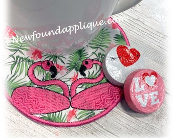 In The Hoop Flamingo Coaster Embroidery Machine Design