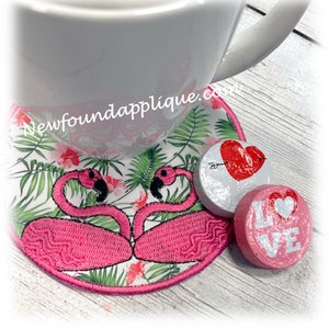 In The Hoop Flamingo Coaster Embroidery Machine Design