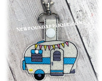In The Hoop Camper Key Fob embroidery Machine Design