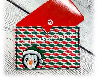 In The Hoop Penguinwith Hat Gift Card Holder Embroidery Machine Design