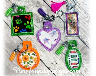 In The Hoop Blank Key Fob w Applique with Grommet Embroidery Machine design set