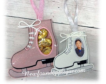 In The Hoop Figure Skate Treat Frame Holder Embriodery Machine Design