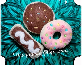 In The Hoop Fun Felt Food Doughnuts Applique Machine Embroidery Design