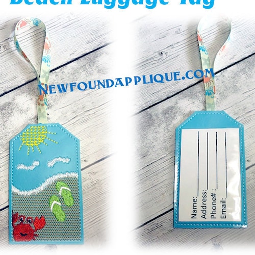 Luggage Tags in the Hoop Embroidery Design Pattern 3 Sizes Etsy