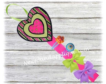 In The Hoop Heart Bow Holder Applique Machine  Embroidery Design