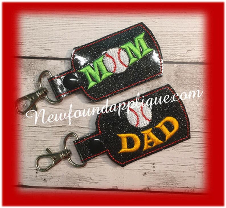 In the Hoop Baseball MOM DAD Key Fob Embroidery Machine Design - Etsy