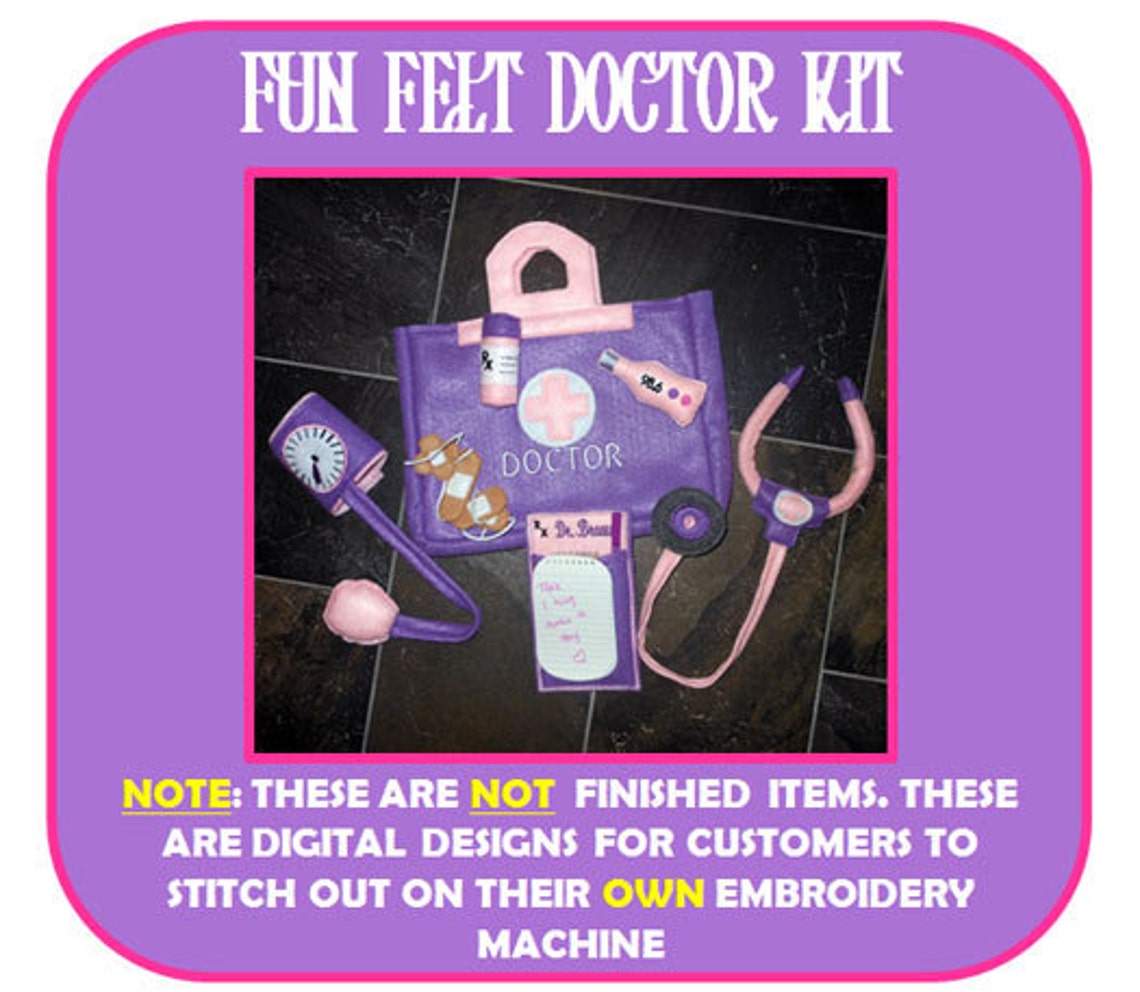 Fun Felt Doctor Kit Embroidery Machine Design Set Etsy