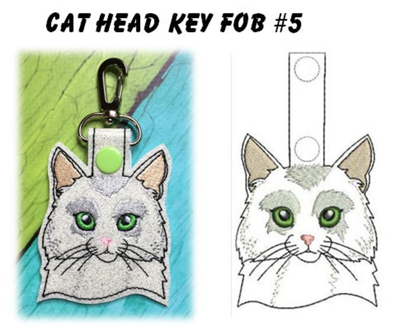 In the Hoop Cat Head Snap Key Fob Embroidery Machine Design Etsy