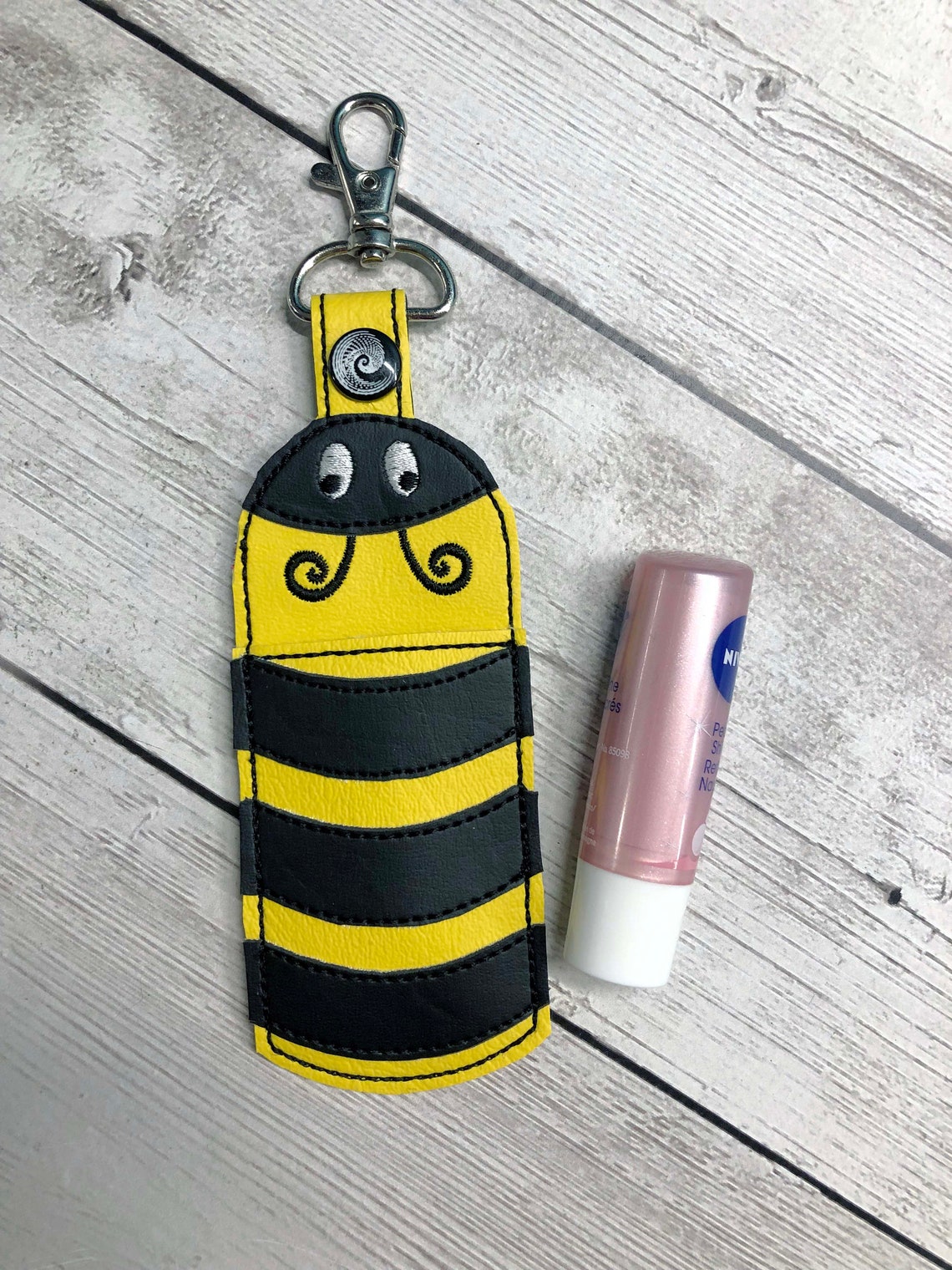 In the Hoop Bumble Bee Lip Balm Holder Embroidery Machine Etsy