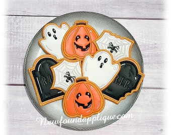 In The Hoop Iced Halloween Cookie Embroidery Machine Design Set