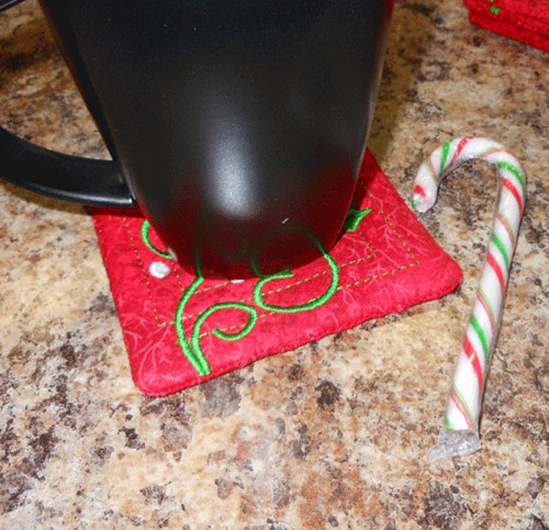 In the hoop coaster christmas swirly embroidery machine design  etsy In the hoop coaster christmas swirly embroidery machine design  etsy