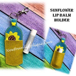 In The Hoop Sunflower Lip Balm Holder Machine Embroidery Design