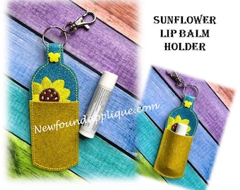 Sunflower Lip Balm Holder Embroidery Machine Design