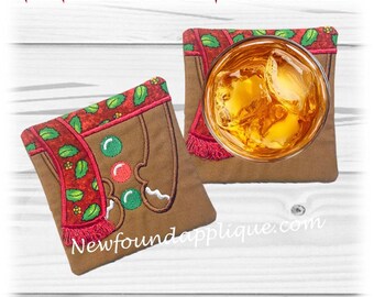 Gingerbread Arms Coaster Embroidery Design
