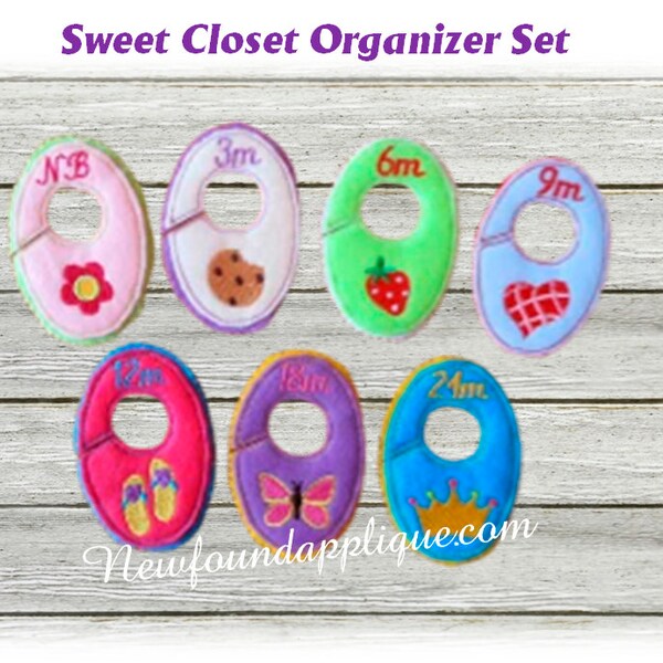 In The hoop Baby Girl Closet Organizer Tab Designs for Embroidery Machines