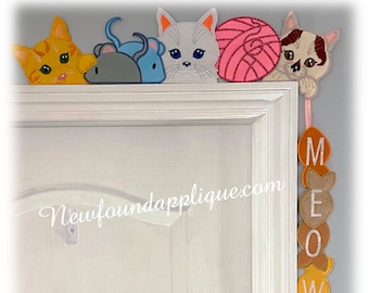 In The Hoop Cat Door Corner Decor Embroidery Machine Design