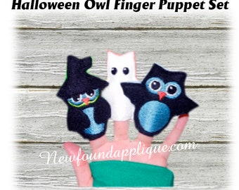 In the Hoop Halloween Owl Finger Puppet Embroidery Machine set