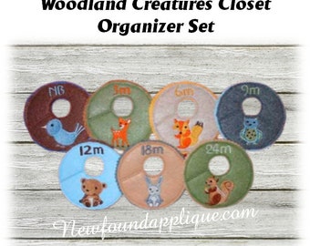 In the Hoop Baby Closet Organizers Woodland Creatures Embroidery Machine Design Set