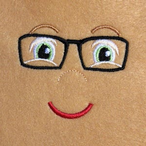 Doll Face Boy with Glasses Embroidery Machine Design