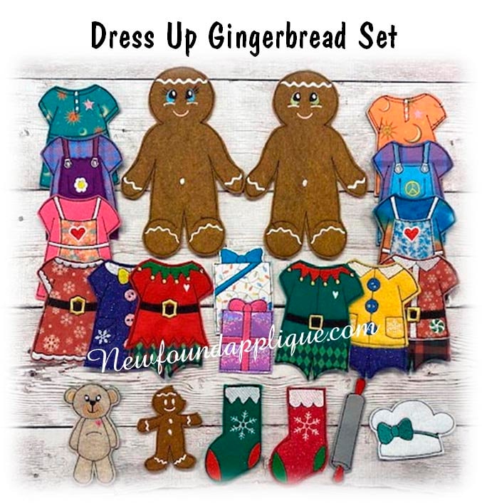 In the Hoop Gingerbread Dress up Embroidery Machine Design Set Etsy