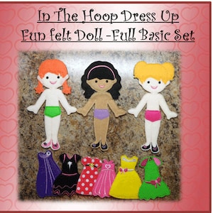 In The Hoop Felt Fun Dress Up Doll Basic Set Embroidery Machine Designs image 3