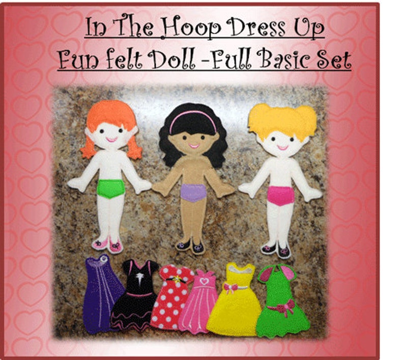 In The Hoop Felt Fun Dress Up Doll Basic Set Embroidery Machine Designs image 3