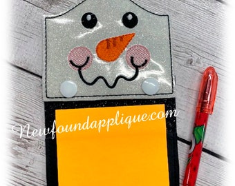 In The Hoop Snowman Face Sticky Note Holder Embroidery Machine Design