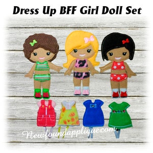 In The Hoop Dress Up BFF Girl Doll Embroidery Machine Design Set Bild 2